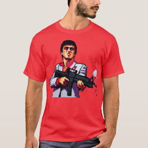Camiseta Tony Montana trabalho de arte de 8 bits