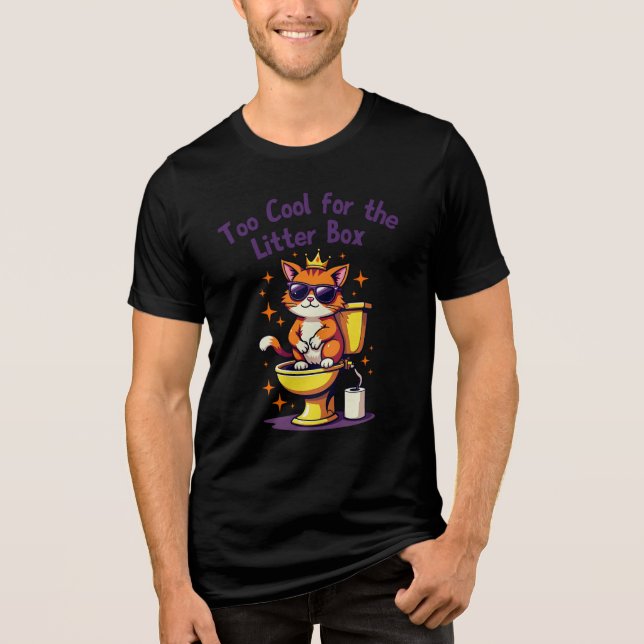 Camiseta Too Cool for Litter Box - Royal Cat Tri-B (Frente)