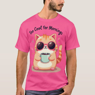 Camiseta Too Cool for Mornings - Funny Cat with Sunglasses