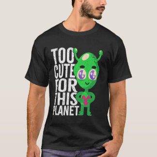 Camiseta Too Cute Alien Kawaii Japan Space Fantasy Green Sp