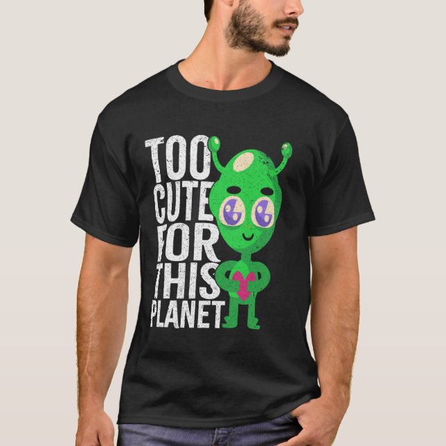 Camiseta Too Cute Alien Kawaii Japan Space Fantasy Green Sp (Frente)