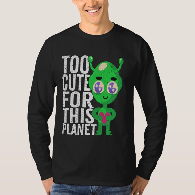 Camiseta Too Cute Alien Kawaii Japan Space Fantasy Green Sp (Frente)
