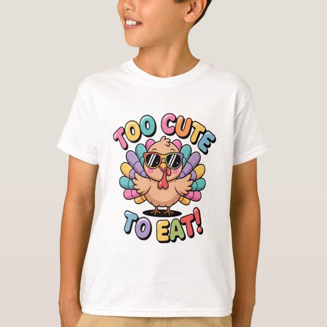 Camiseta Too Cute To Eat Funny Turkey Design (Frente)