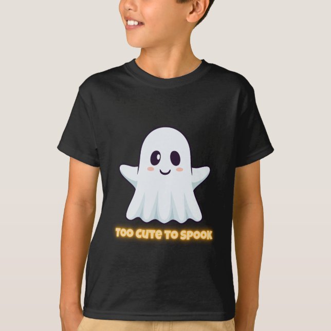 Camiseta Too Cute To Spook – Adorable Kawaii Ghost Hallowee (Frente)