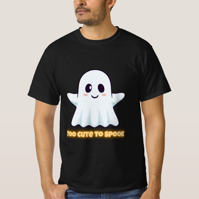 Camiseta Too Cute To Spook – Adorable Kawaii Ghost Hallowee (Frente)