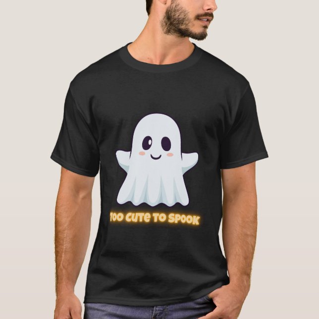 Camiseta Too Cute To Spook – Adorable Kawaii Ghost Hallowee (Frente)