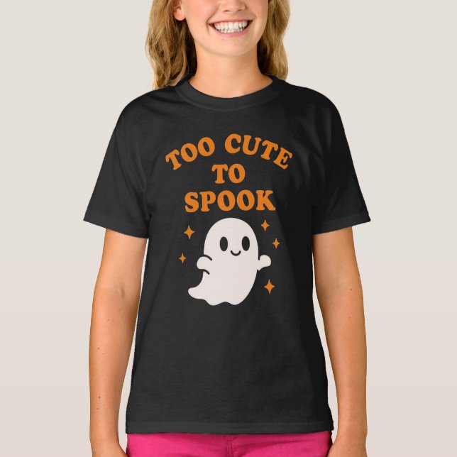 Camiseta  Too Cute To Spook - Funny Halloween Ghost Girl's  (Frente)