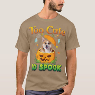 Camiseta Too Cute To Spook Welsh Corgi Dog Halloween Pumpki