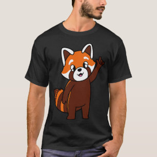 Camiseta toon red panda mostra que te amo gesto de mão ASL