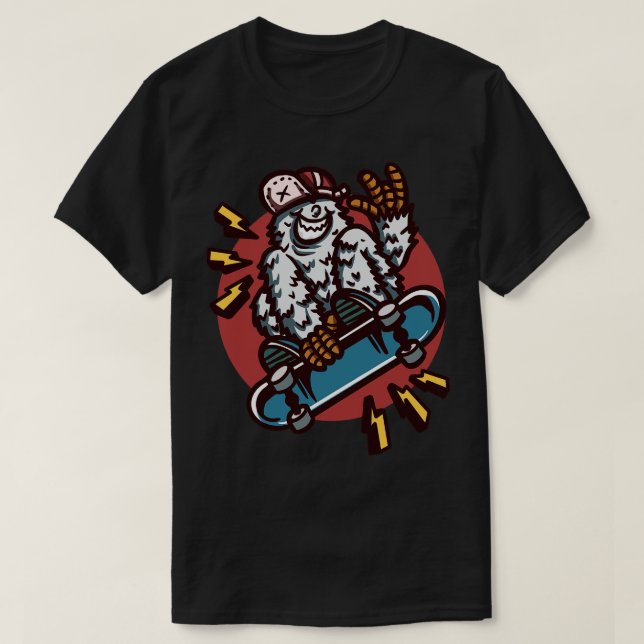 Camiseta Toon Skating Yeti (Frente do Design)