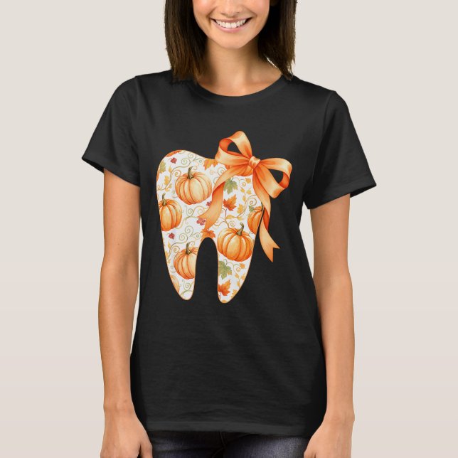 Camiseta Tooth Coquette Bow Dentist Thanksgiving Dental Ist (Frente)