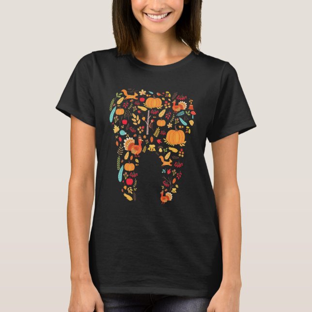 Camiseta Tooth Teeth Happy Fall Y'all Dental Dentist Thanks (Frente)