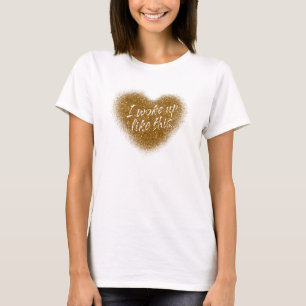 Camiseta Top com Brilho Dourado EU ACORDEI ASSIM C