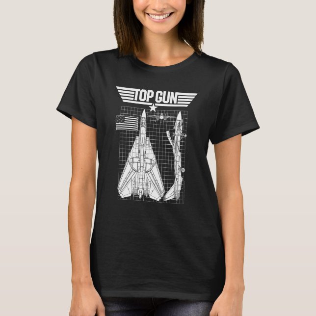 Camiseta Topo da arma F 14 Tomcat Blueprint (Frente)