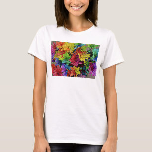 Camiseta Topo do Tanque Básico Floral Multicolorido (Branco