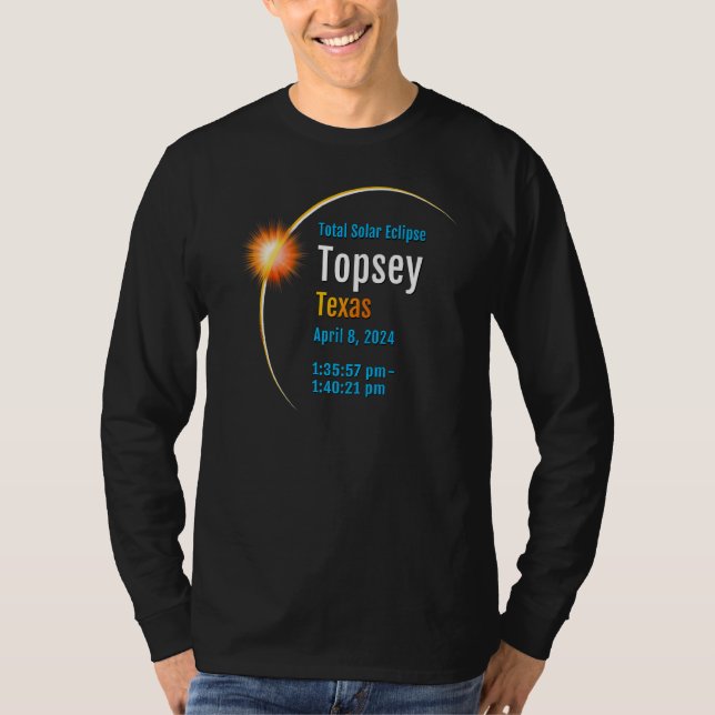 Camiseta Topsey Texas Tx Total Eclipse Solar 2024 1 (Frente)