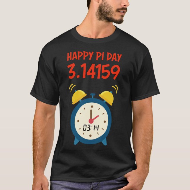 Camiseta Toque De Alarme De Fecho Feliz Pi Dia 3 14159 Vint (Frente)