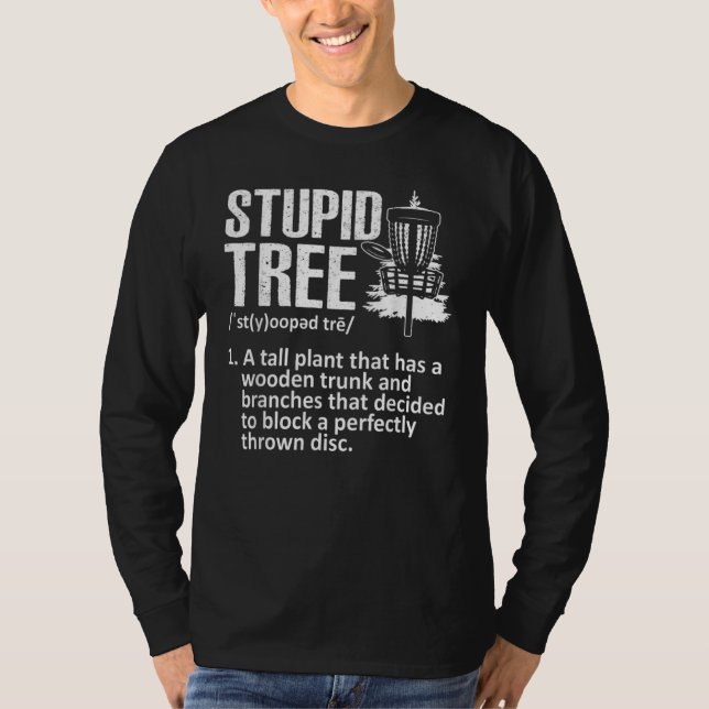 Camiseta Toque De Golfe De Disco Para Homens, Tree Estúpida (Frente)