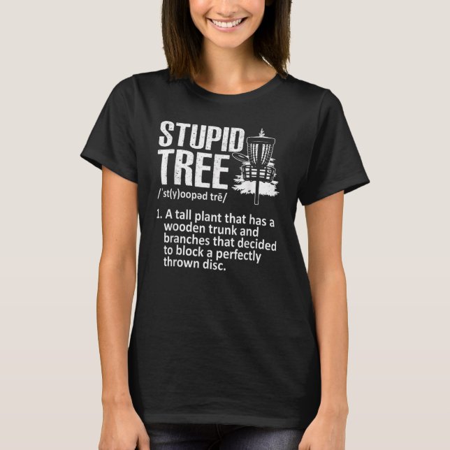 Camiseta Toque De Golfe De Disco Para Homens, Tree Estúpida (Frente)