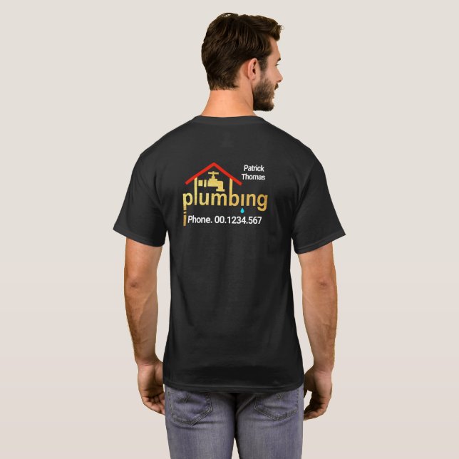 Camiseta Toque de vazamento da canalização Dourada criativa (Parte Traseira Completa)