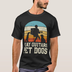 Camiseta Toque Guitarras Pet Dog Retro Music Guitarist Anim