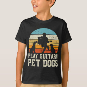 Camiseta Toque Guitarras Pet Dog Retro Music Guitarist Anim