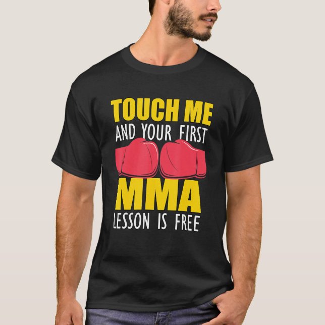 Camiseta Toque-me Luvas de boxe masculinas MMA (Frente)