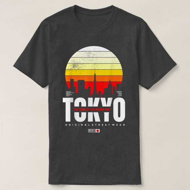 Camiseta Tóquio A Terra Da Rua Original Da Ascensão Sun (Frente do Design)