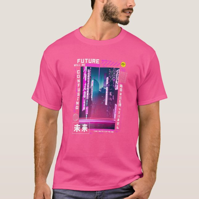 Camiseta Tóquio ciberpunk vaporwave em retro-vibes japonese (Frente)