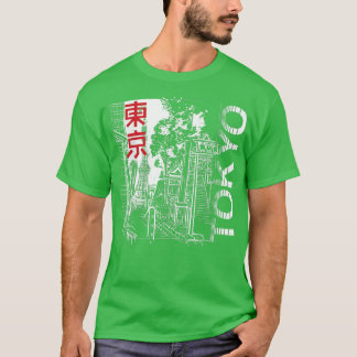 Camiseta Tóquio - Cidade Japonesa do Skyline Retro Vinta