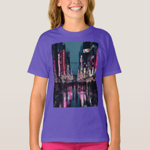 Camiseta Tóquio de pop-Arte - Paisagem Neon com Bold Urban 