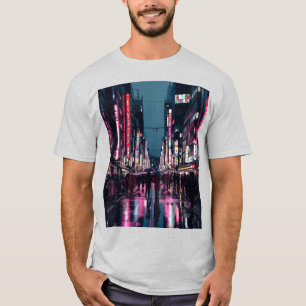 Camiseta Tóquio de pop-Arte - Paisagem Neon com Bold Urban