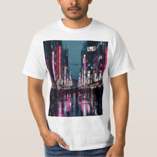 Camiseta Tóquio de pop-Arte - Paisagem Neon com Bold Urban