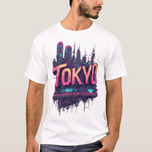 Camiseta Tóquio Futurista Estética de Rua Cyberpunk