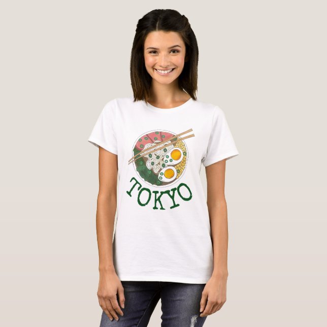 Camiseta Tóquio Japão - Comida japonesa - Sopa de macarrão (Frente Completa)