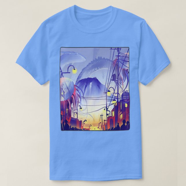 Camiseta Tóquio Night Anime Fantasy Asian City Japan Art Ha (Frente do Design)