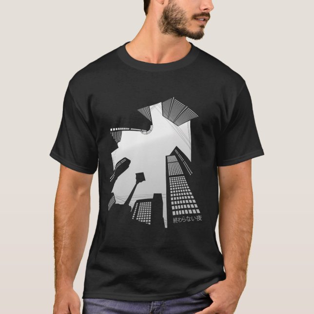 Camiseta Tóquio Noite Japonês Roupas Estéticas Harajuku Fa (Frente)