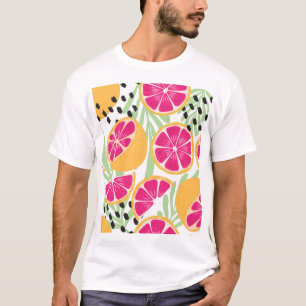 Camiseta Toranjas e Folhas: Vintagem Tropical