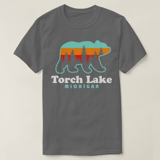 Camiseta Torch Lake Beach Vacation Michigan Bear Trees (Frente do Design)