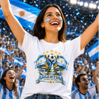 Camiseta Torcida de Futebol da Argentina Albiceleste Futebo