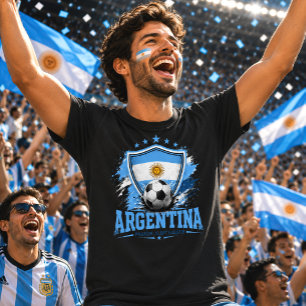 Camiseta Torcida de Futebol da Argentina Albiceleste Futebo