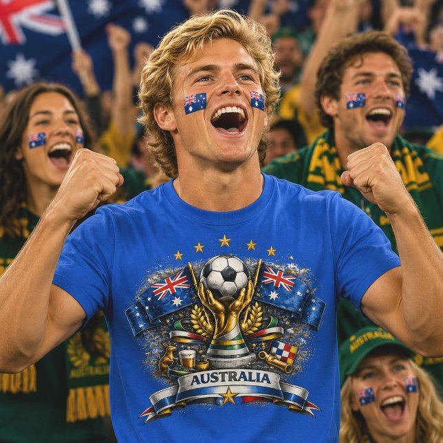Camiseta Torcida de Futebol da Austrália Fã da Copa do Mund (Criador carregado)