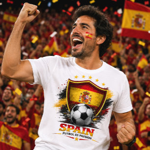 Camiseta Torcida de Futebol da Espanha La Roja Copa do Mund