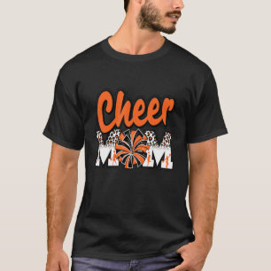 Camiseta Torcida Mãe Laranja Leopardo Letras Torcida Poms d