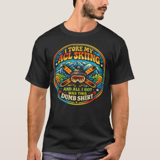 Camiseta Torn Acl Skiing Funny Winter Sports Injury Recover