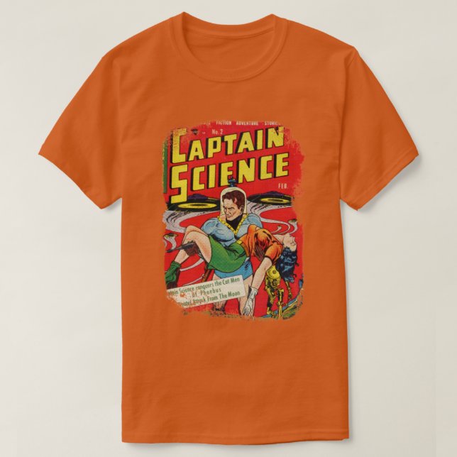 Camiseta Torn cobrir de quadrinhos Retro Science Herói Vint (Frente do Design)