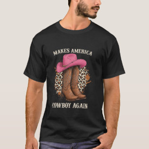 Camiseta Torna a América Cowboy Novamente Botas de Cowgirls