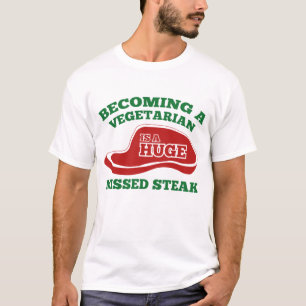 Camiseta Tornando-Se Vegetariano É Um Enorme Bife Perdido