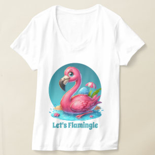 Camiseta Tornável, fofinho-rosado, flamingo