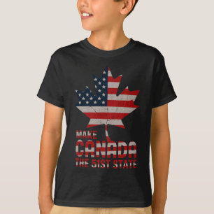 Camiseta Torne o Canadá o 51º Estado Americano Bandeira Ame